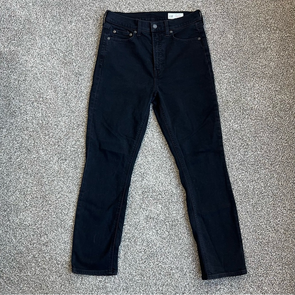 Gap‎ Black Vintage High Rise Straight Leg Jeans, Size 10